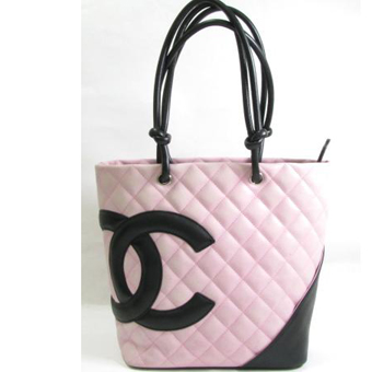 CHANEL シャネル カンボンライン コピー CH-BAG053  ミディアム トートバッグ ピンク ブラック 牛革 カーフ